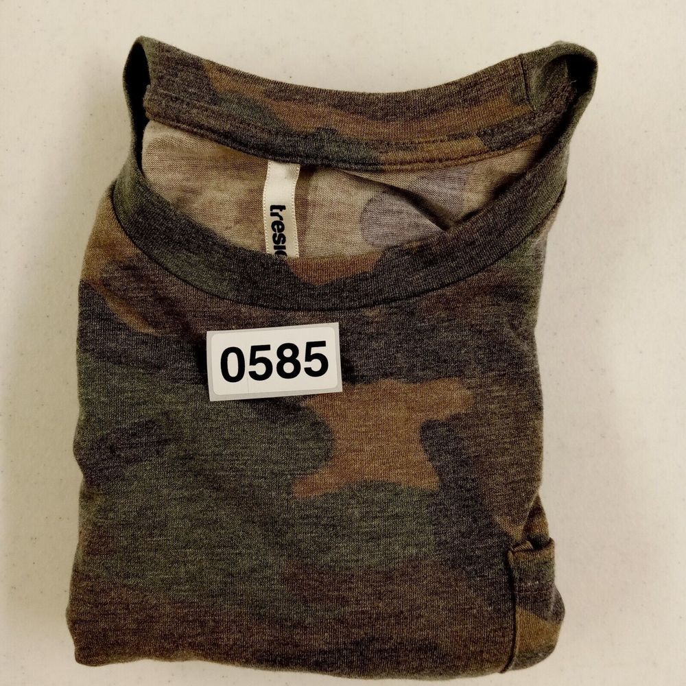 Tresics Shirt Camo Long Sleeve T-shirt Cropped Womens‎ Small Green - Picture 10 of 10